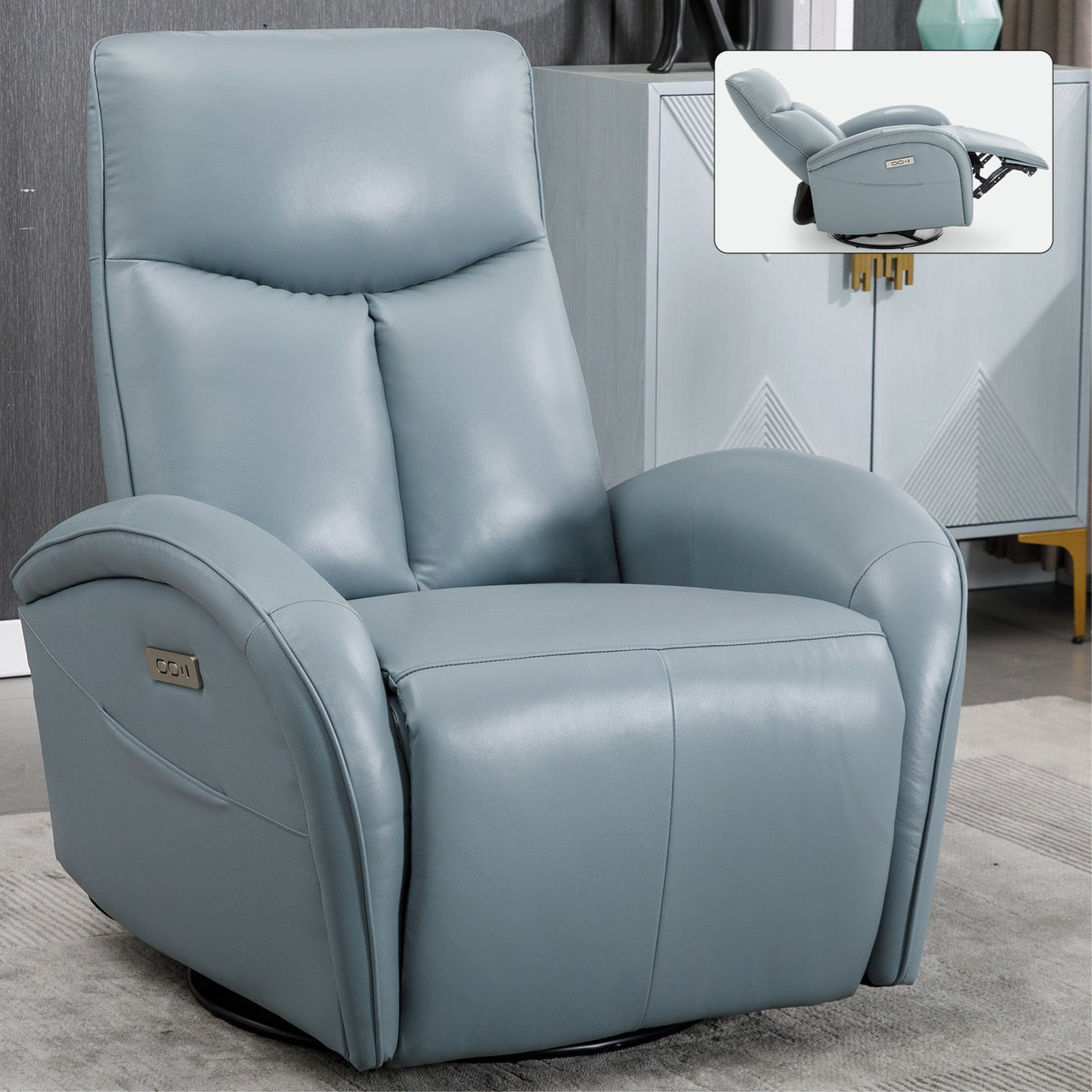 JORVEXIS 37" Swivel Rocking Recliner Chair