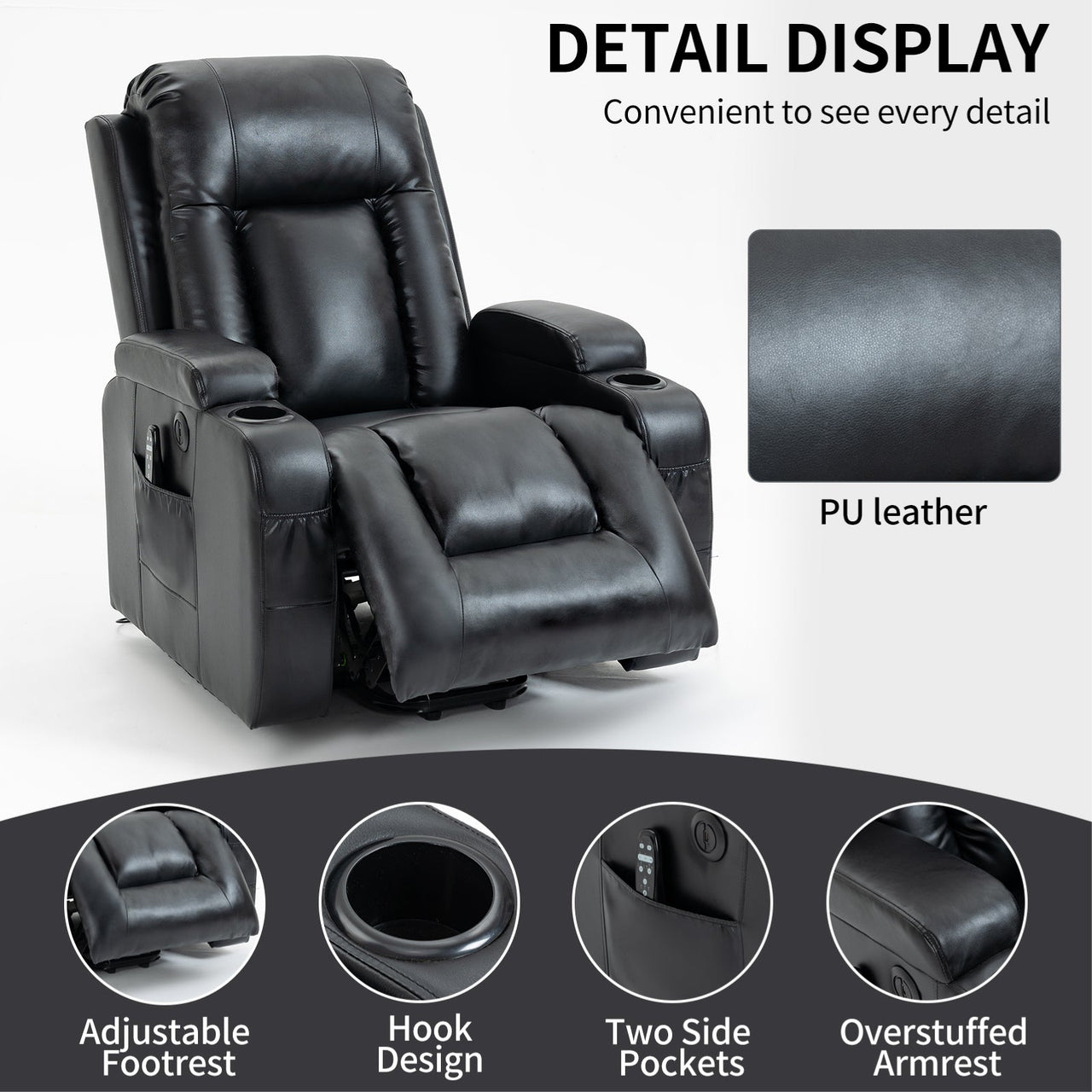 COZYLift 40" Recliner with Heat Massage - 0988