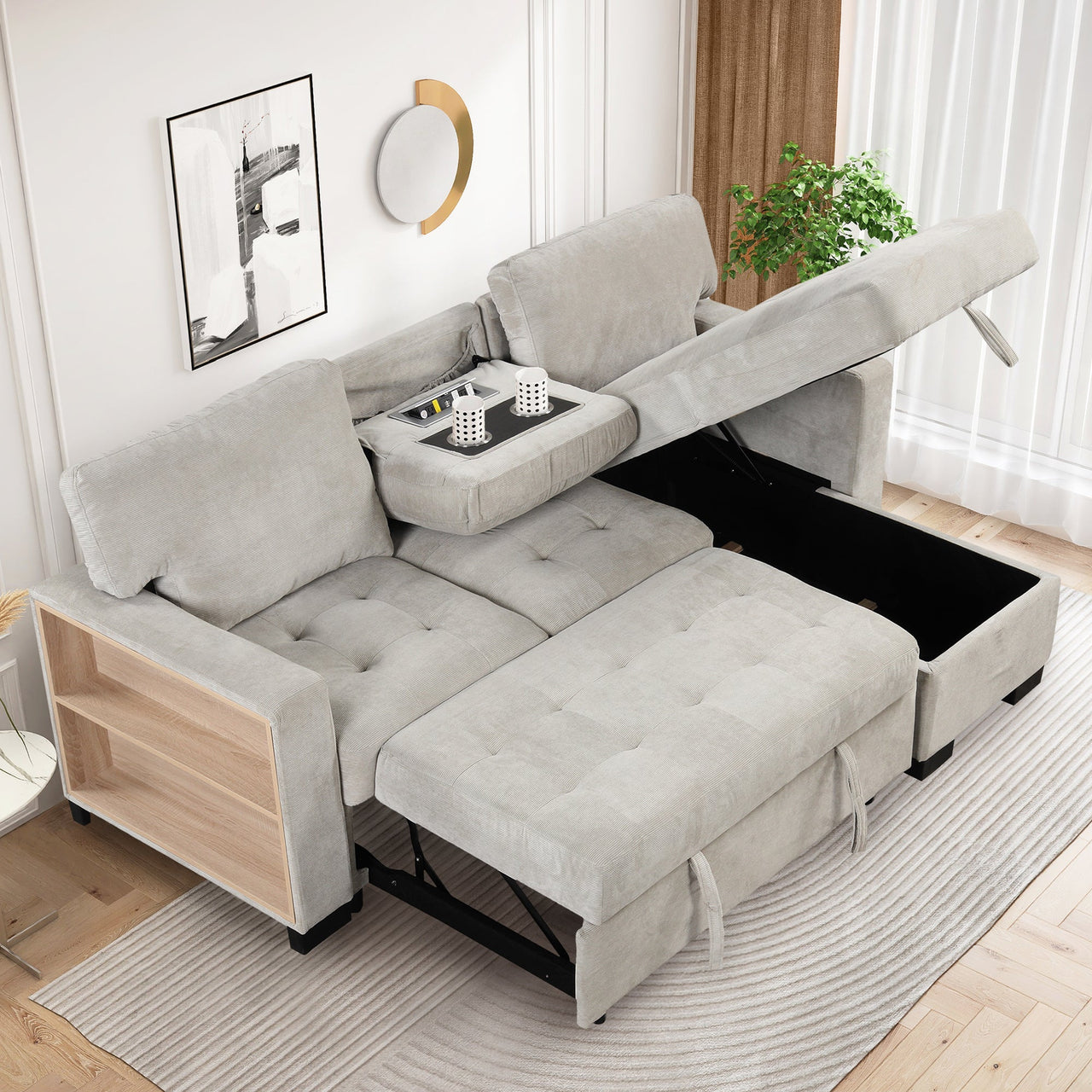 JOVIRAN 85" Sectional Sofa