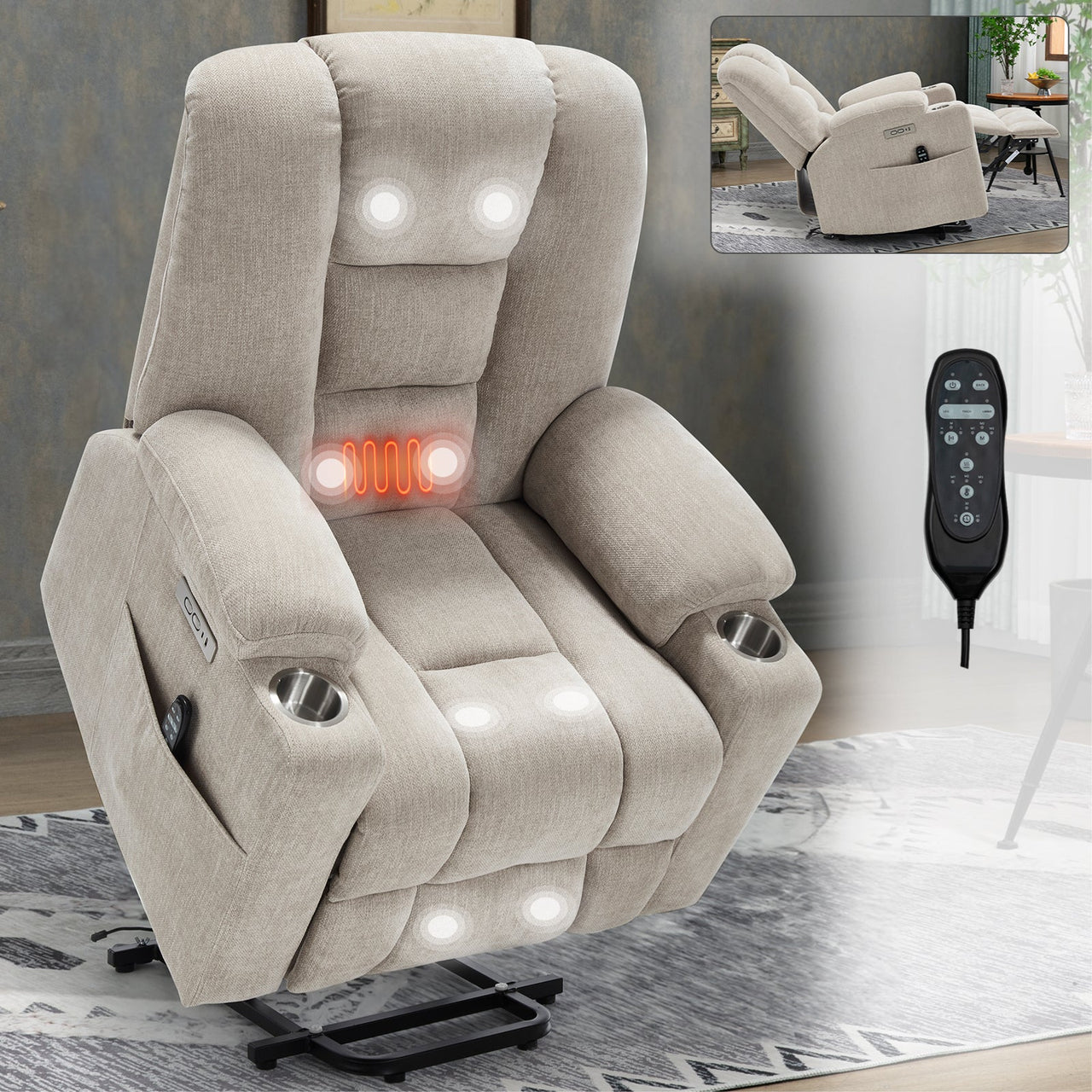 COZYLift 34" Recliner with Heat Massage - 1971