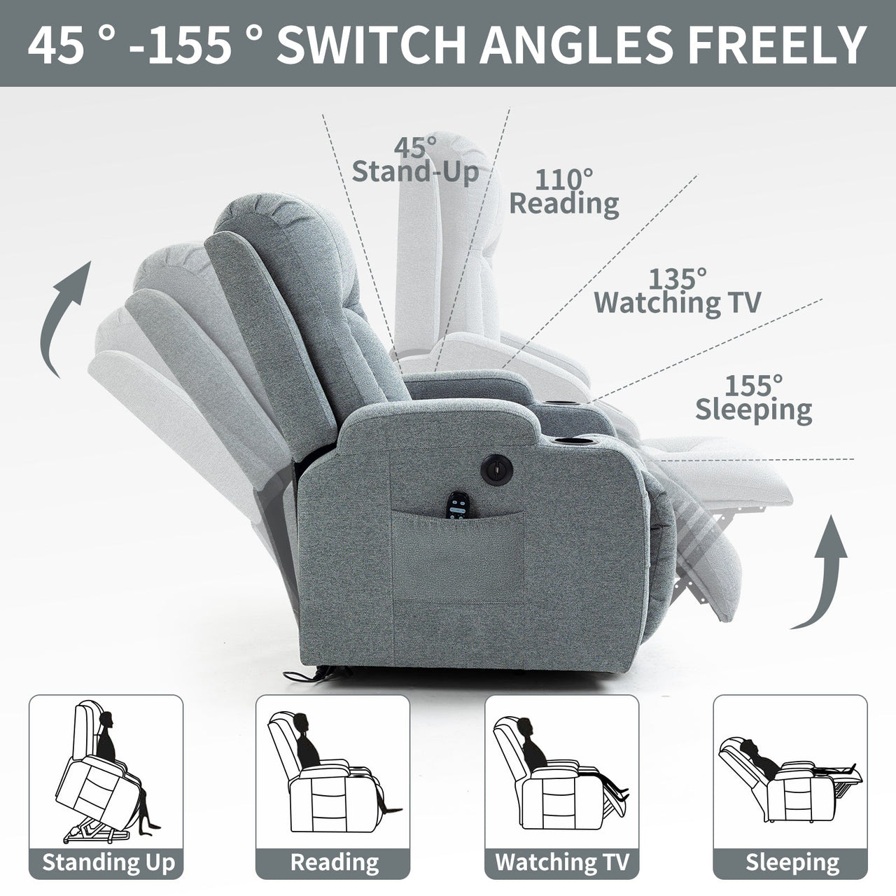 COZYLift 40" Recliner with Heat Massage - 0988