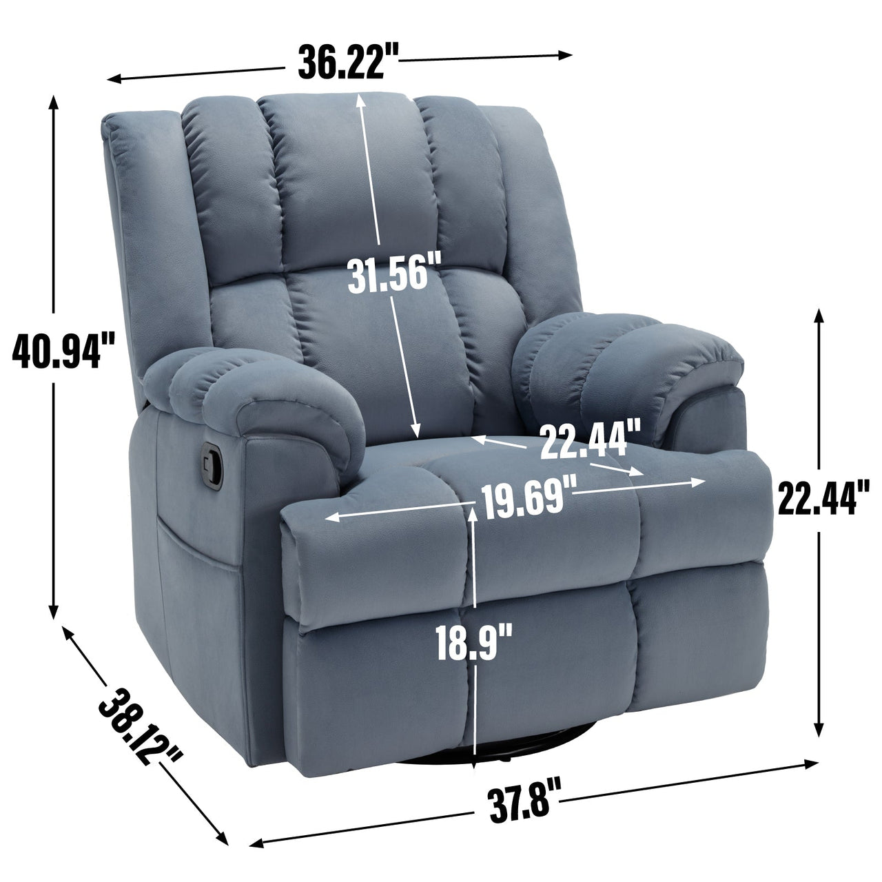 ZENQUORA 38" Swivel Rocking Recliner Chair