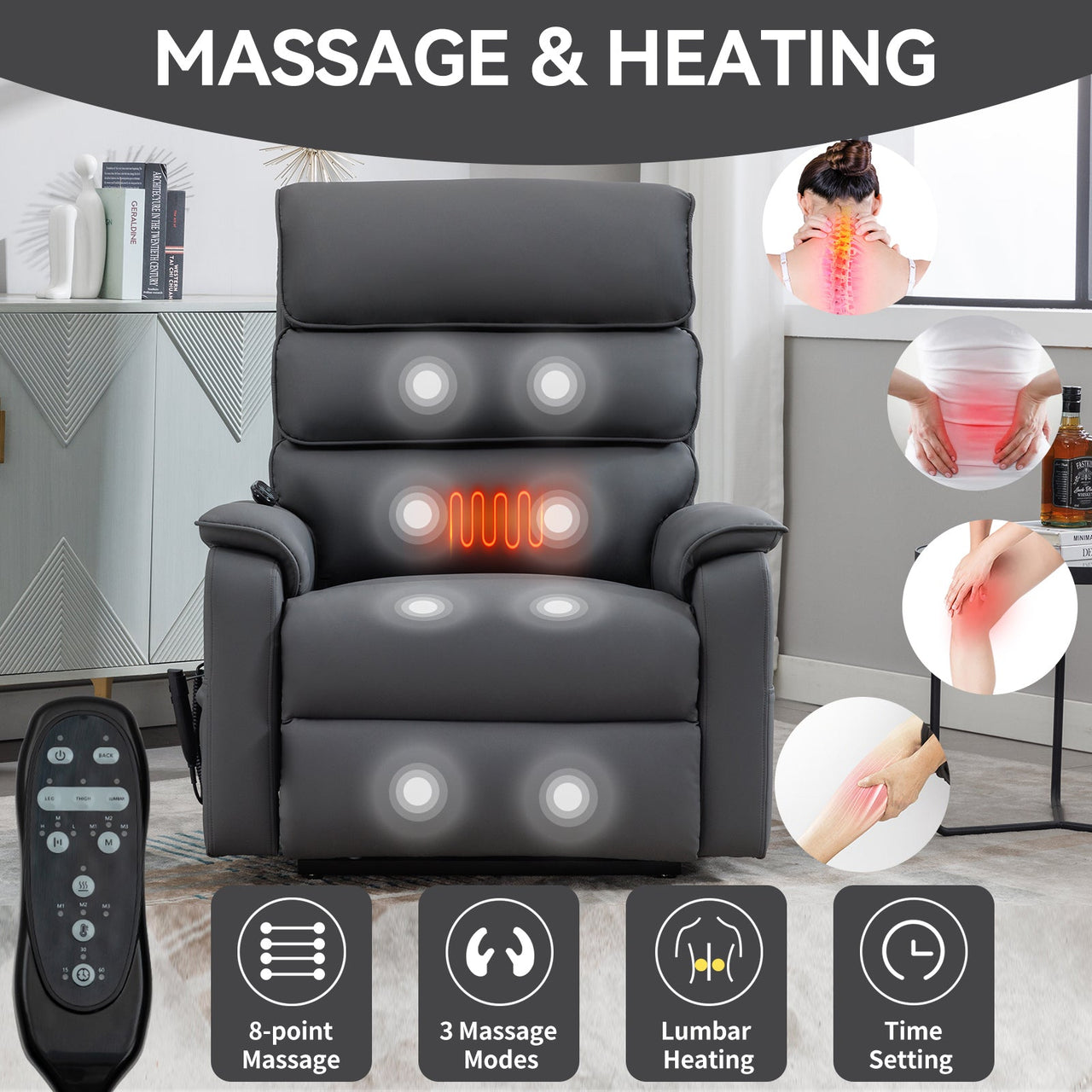 COZYLift 35" Recliner with Heat Massage - 7880