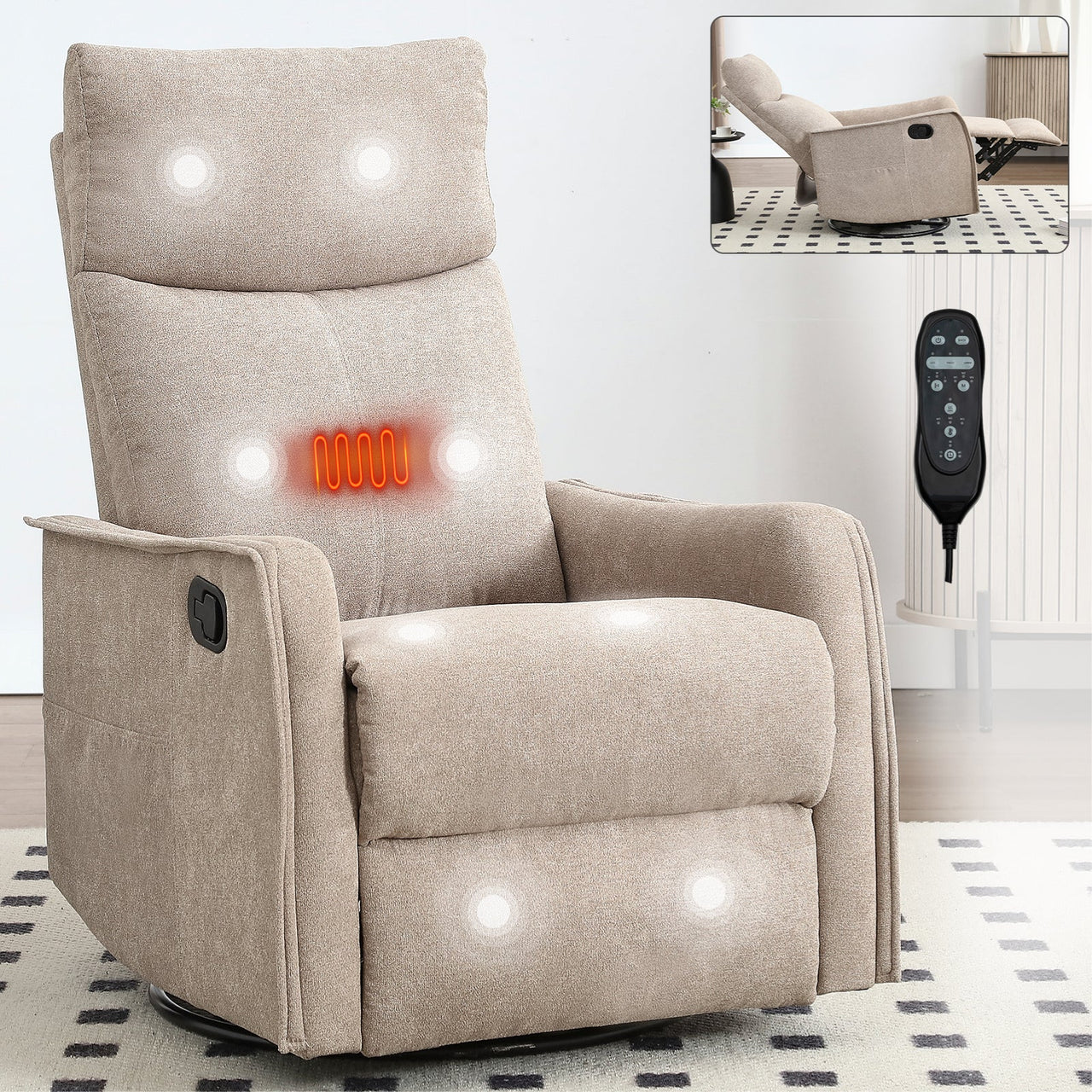 DRENVORIX 27" Recliner with Heat Massage