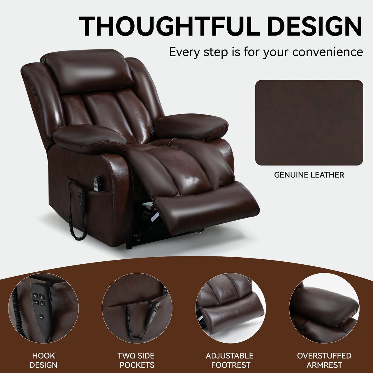 COZYLift 36" Recliner with Heat Massage - 5516