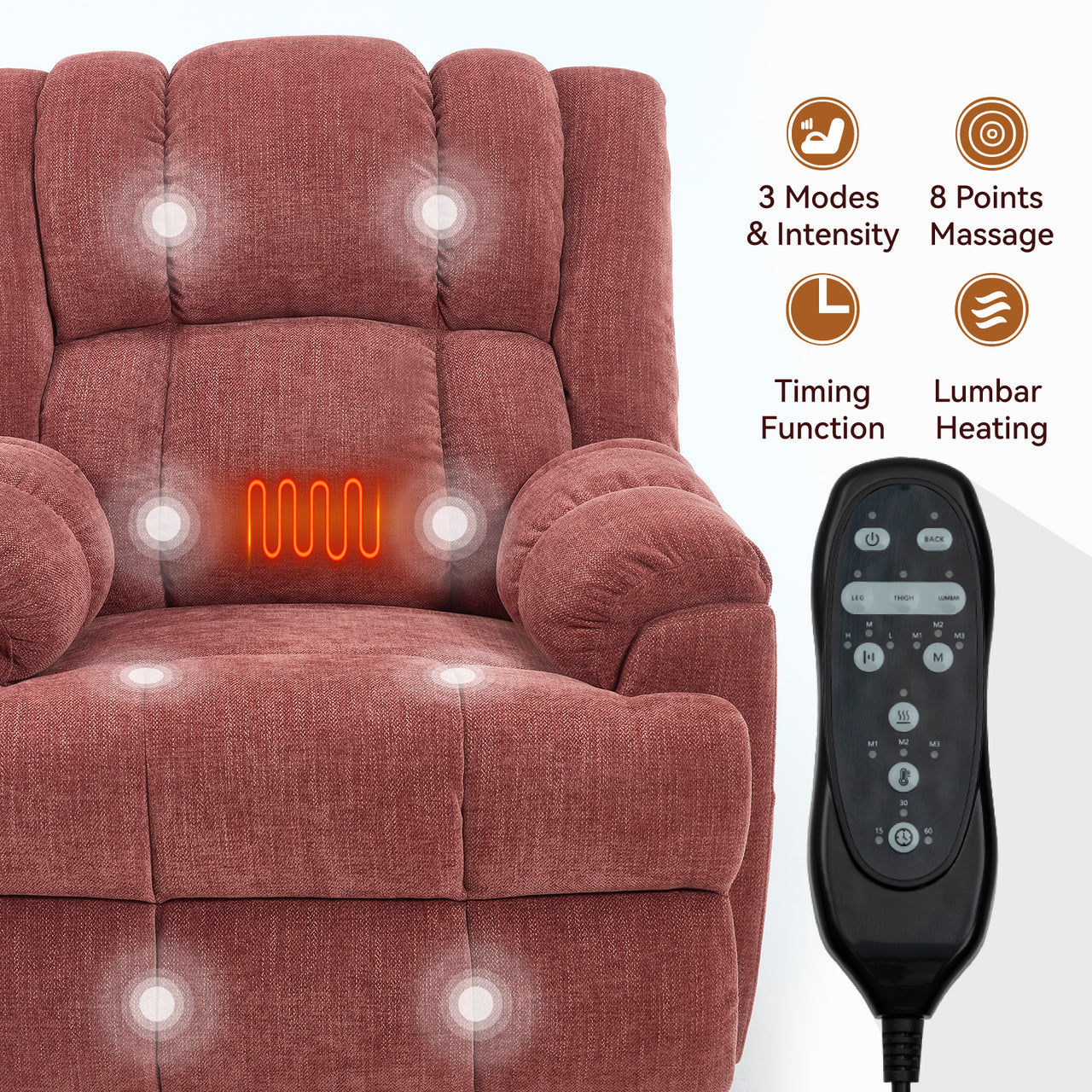 COZYLift 38" Recliner with Heat Massage - 8500 XL