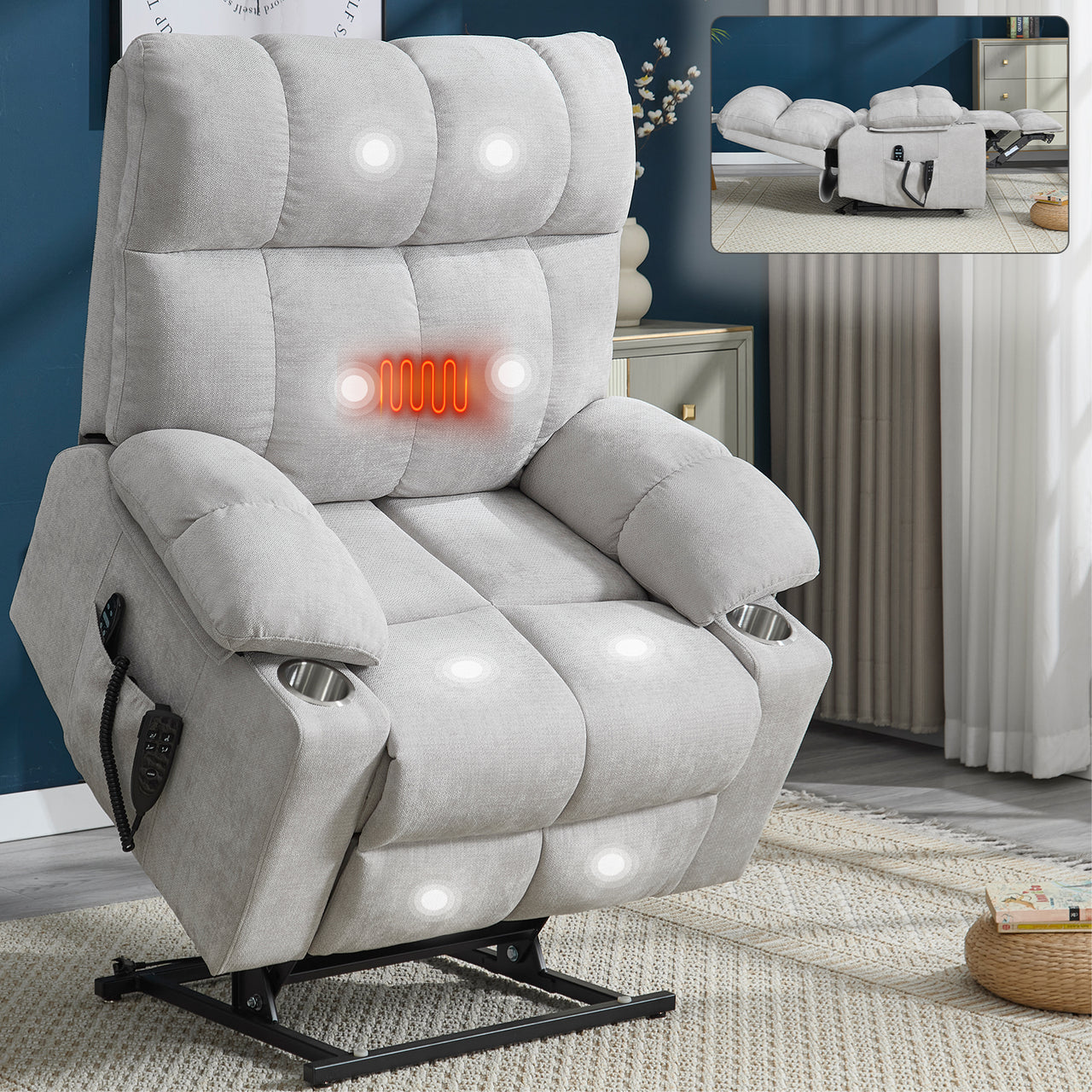 COZYLift 40" Recliner with Heat Massage - 8006