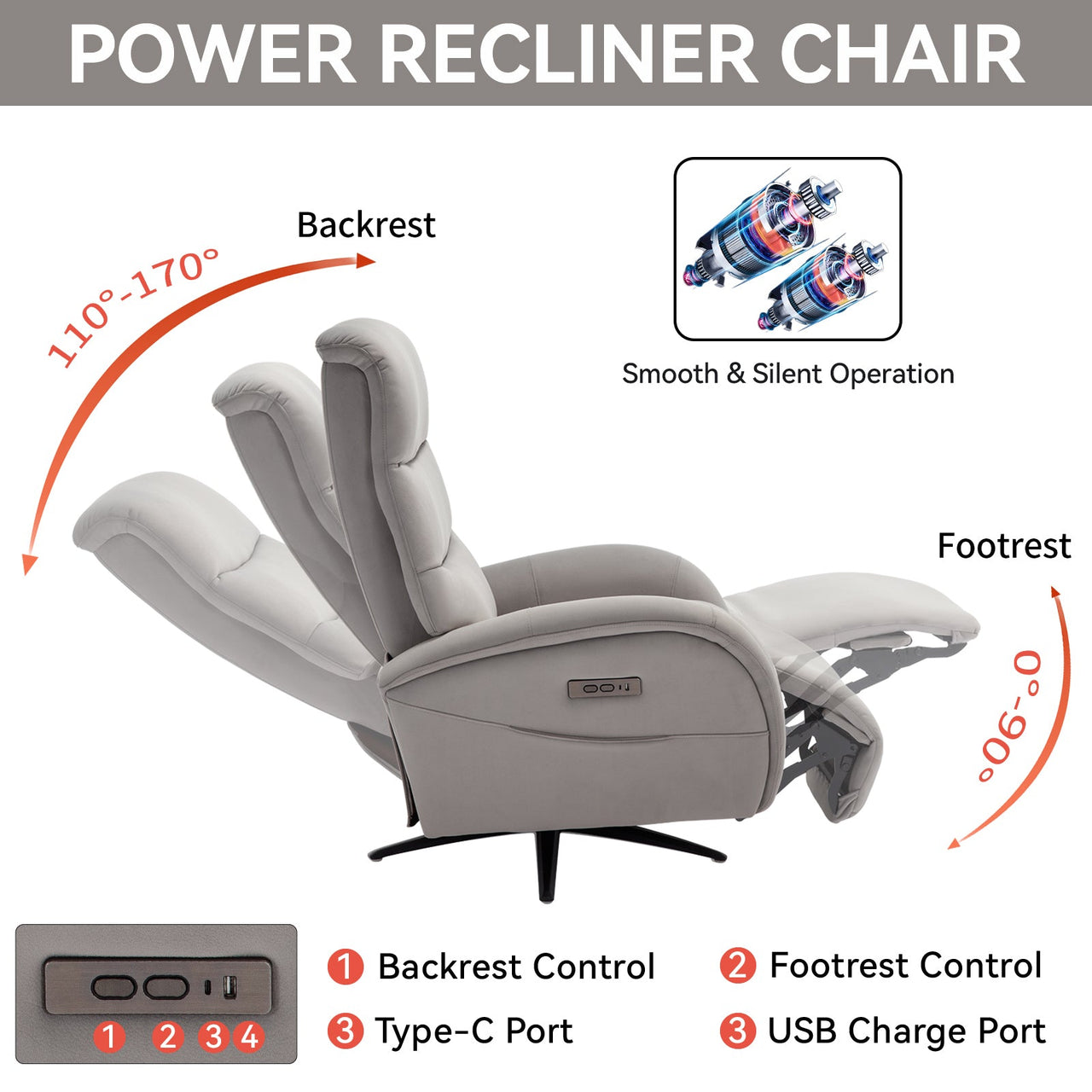 QORVANIX 32" Swivel Recliner Chair