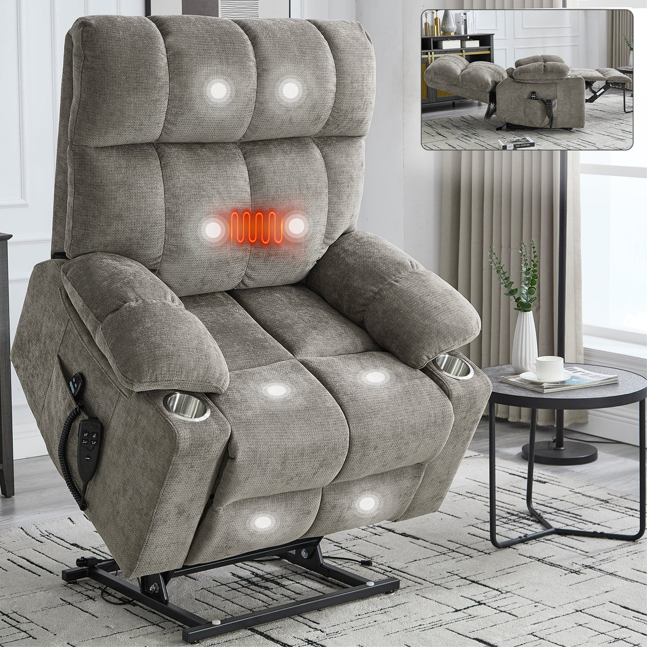 COZYLift 40" Recliner with Heat Massage - 8006