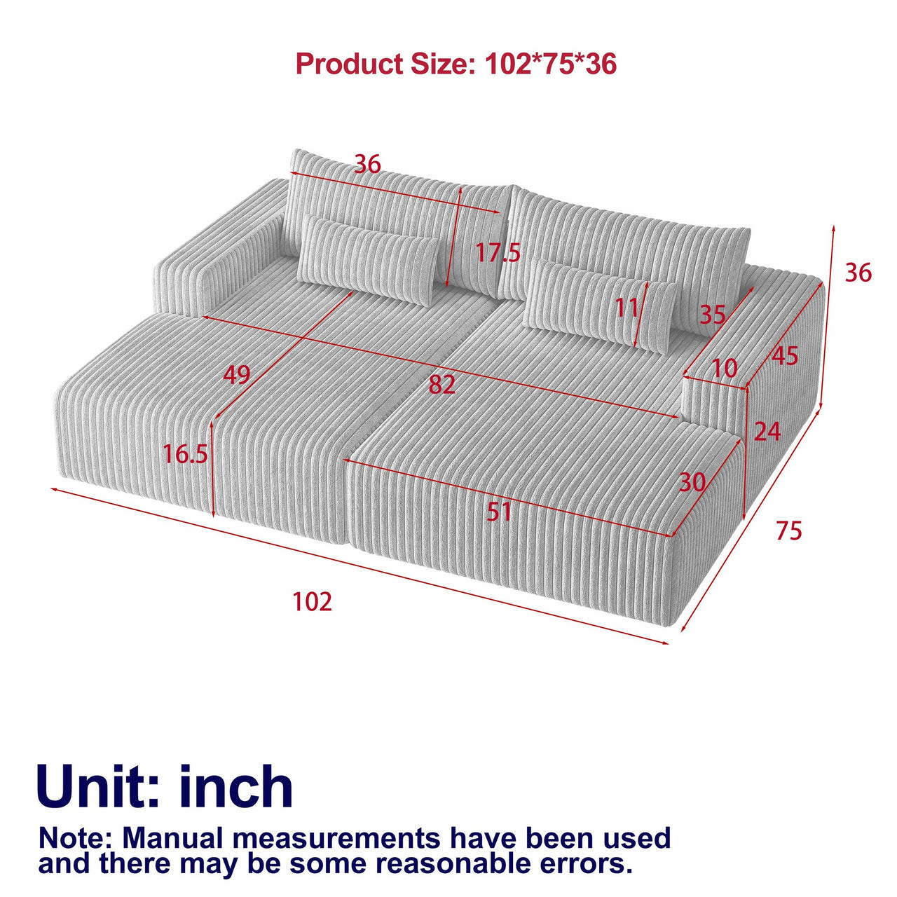 OPHELIA 102" Oversized Sofa