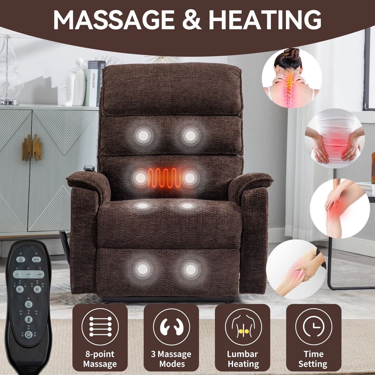 COZYLift 35" Recliner with Heat Massage - 7880