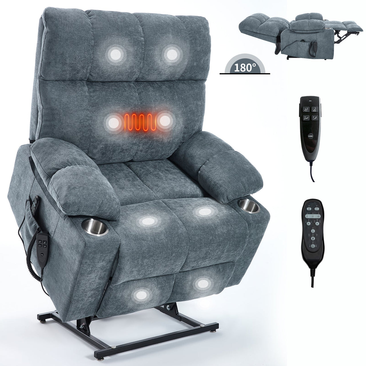 COZYLift 40" Recliner with Heat Massage - 8006