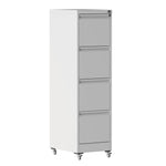 4 Drawer Metal Locking Vertical File Cabinet with Wheels - Heavy-Duty Lockable Storage for Home & Office, Black and White, 17.71'D x 15.16'W x 52.28'H