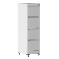 Thumbnail for 4 Drawer Metal Locking Vertical File Cabinet with Wheels - Heavy-Duty Lockable Storage for Home & Office, Black and White, 17.71'D x 15.16'W x 52.28'H