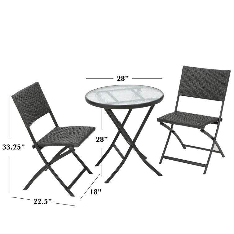 KYLTROX 26" Folding Table Set Of 3