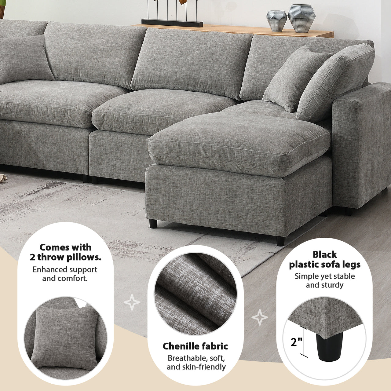 DEVROX 130" Sectional Sofa