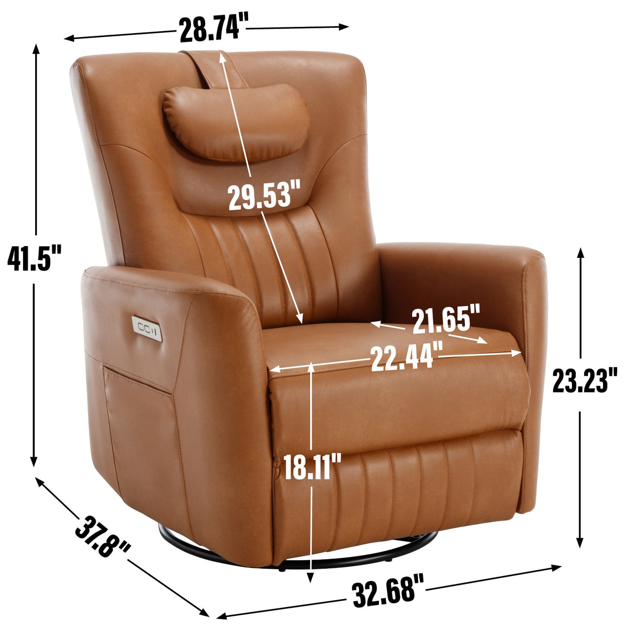 LYTREVON 33" Swivel Rocking Recliner Chair