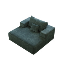 Light gray/cream modular sofa with matching cushions, facing camera