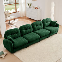 Thumbnail for Nuvia Sofa Ama Four-Seater Modular Sectional Couch,Premium Chenille Fabric,With 2 Throw Pillows,Tufted Cushion Backrest Design,High-Density Foam Easy Install,Fits Bedrooms, Living Rooms,Reading Nooks,Green