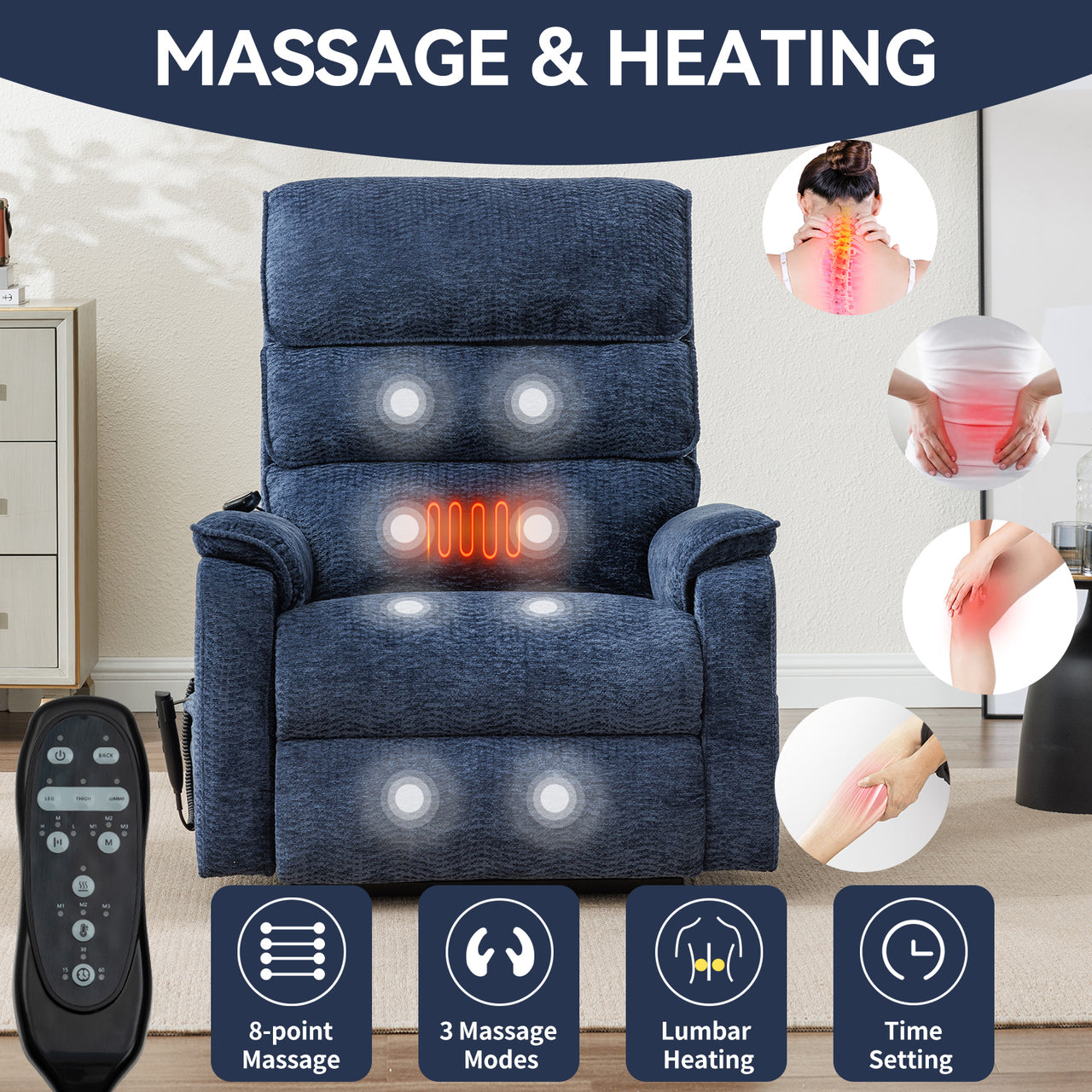 COZYLift 35" Recliner with Heat Massage - 7880