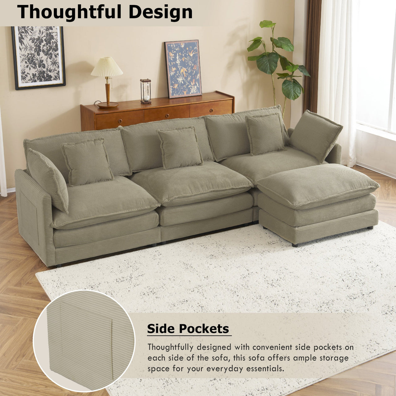 ZENVORIS 113" Sectional Sofa