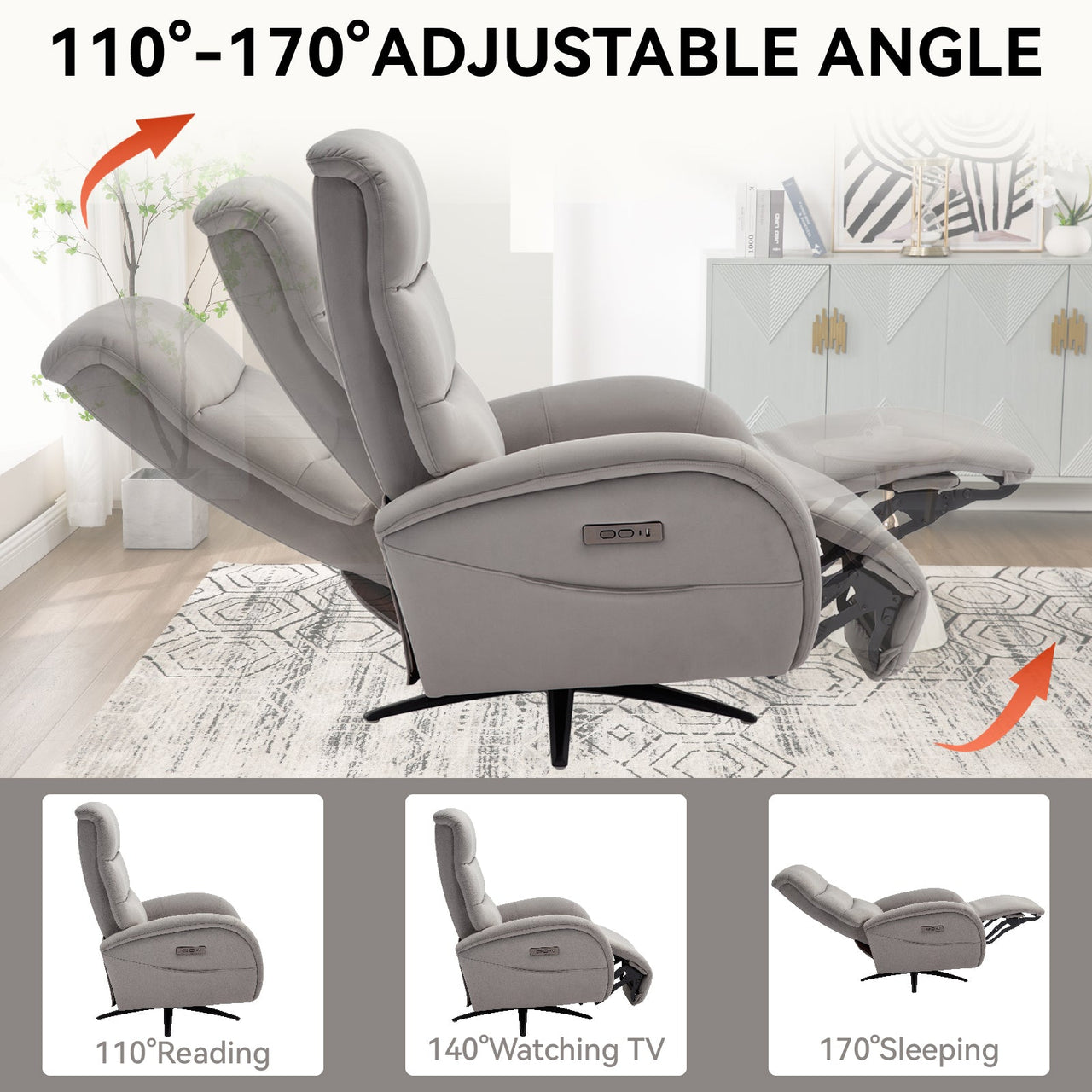 QORVANIX 32" Swivel Recliner Chair