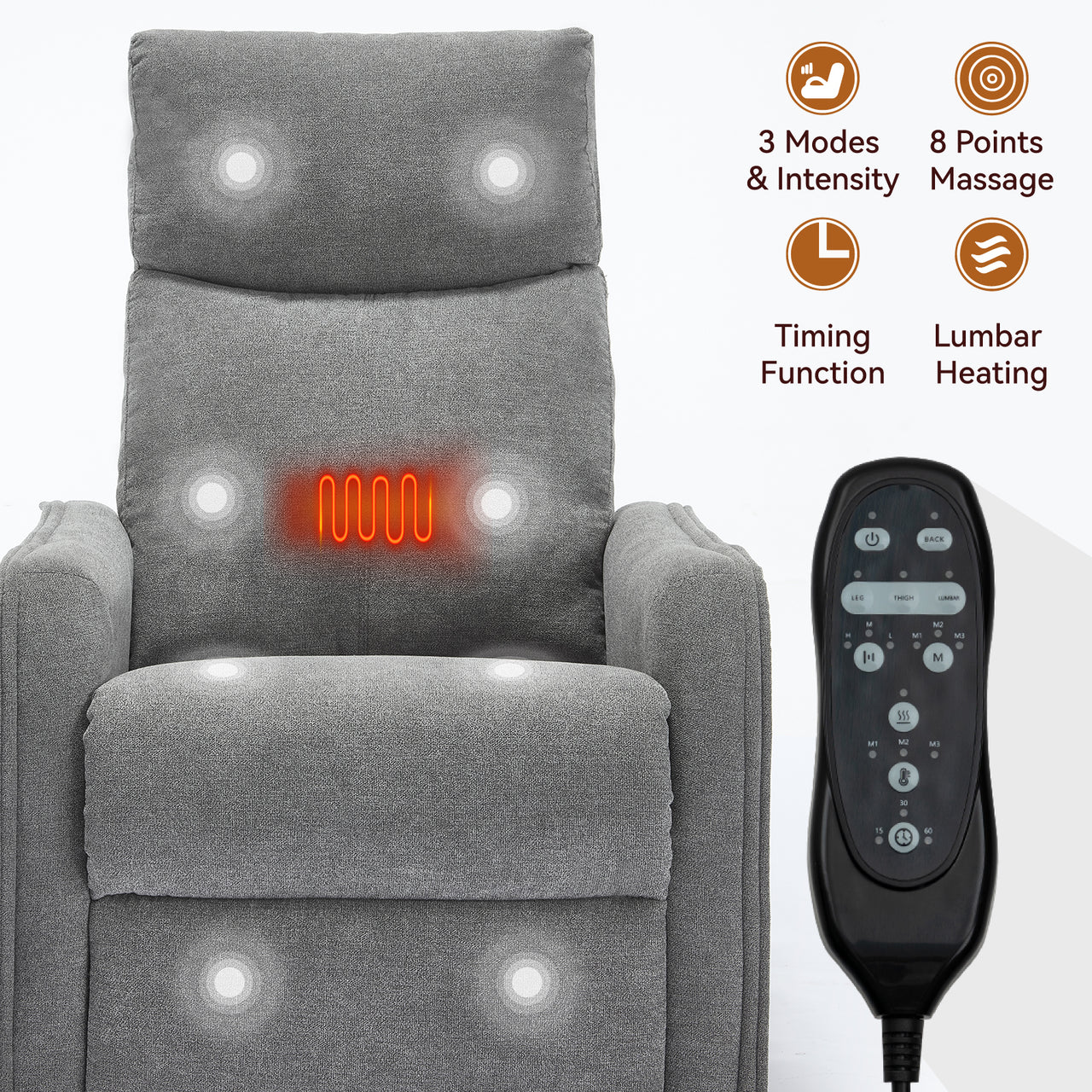 DRENVORIX 27" Recliner with Heat Massage