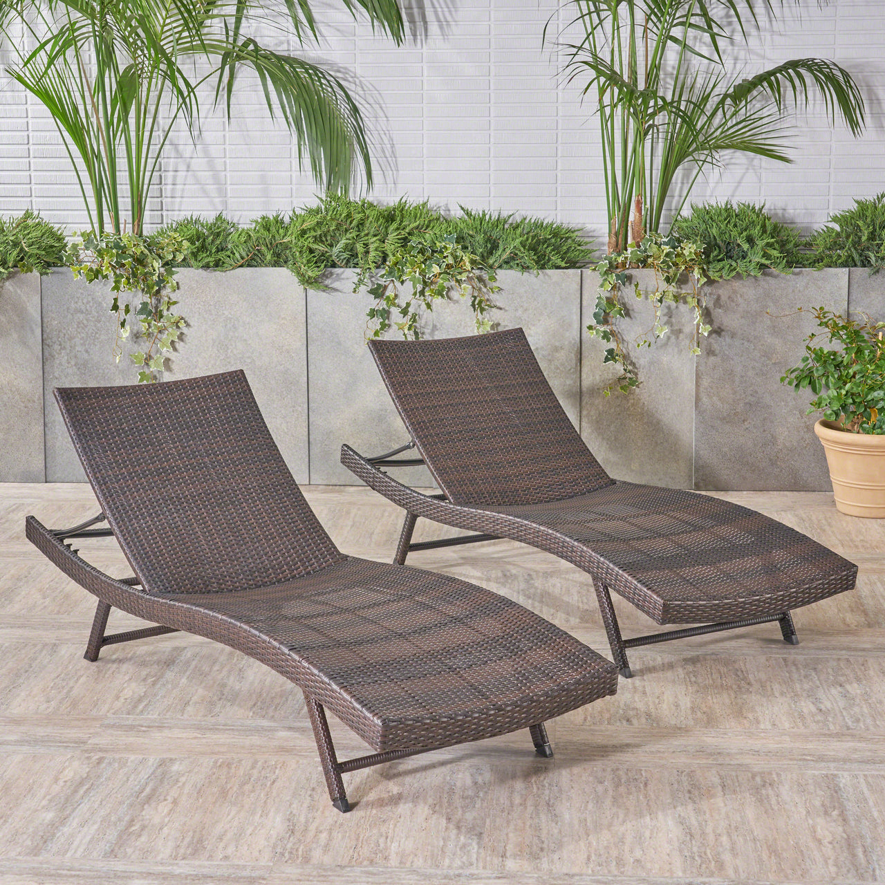 VYLENTX 79" Wicker Chaise Set of 2 Pcs