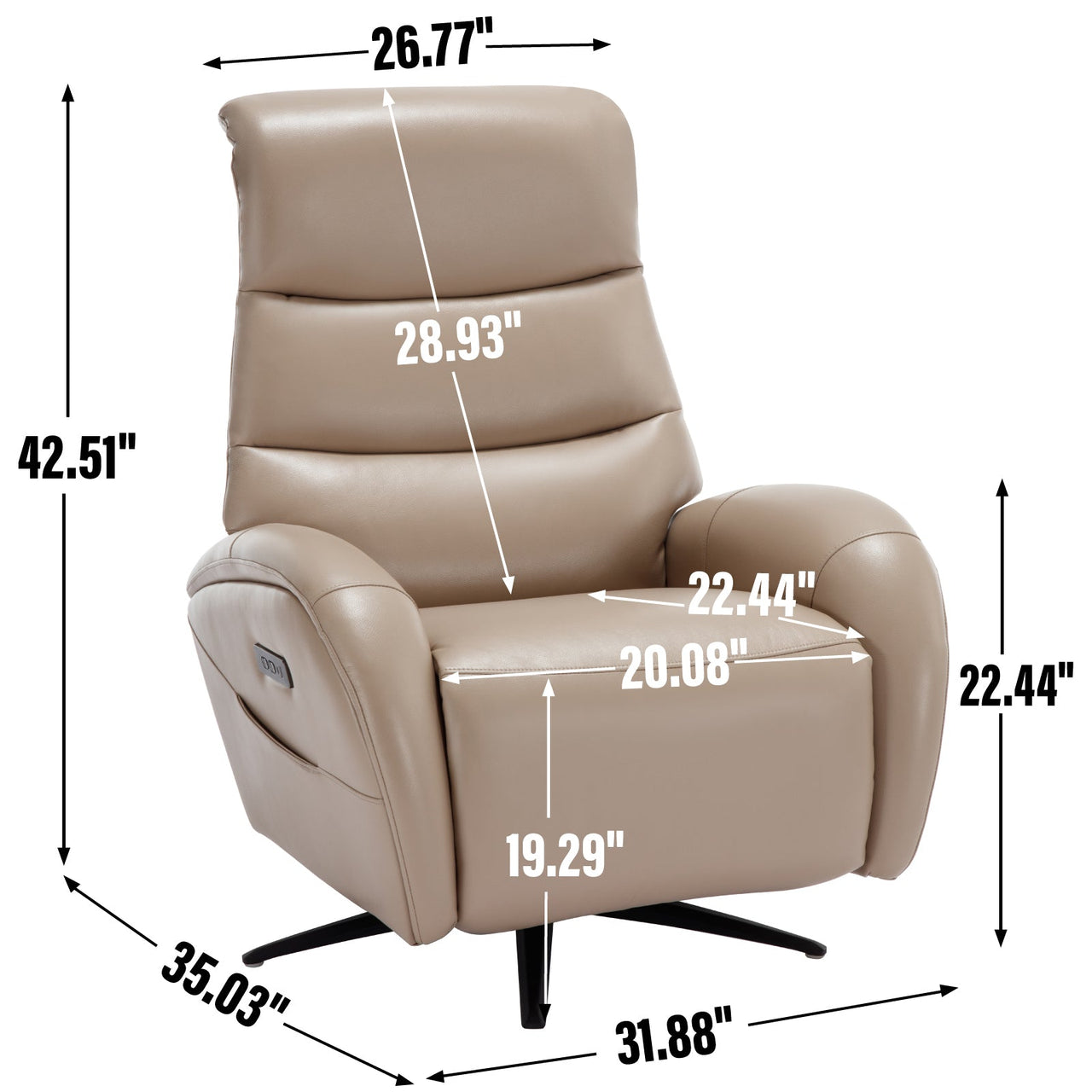 QORVANIX 32" Swivel Recliner Chair