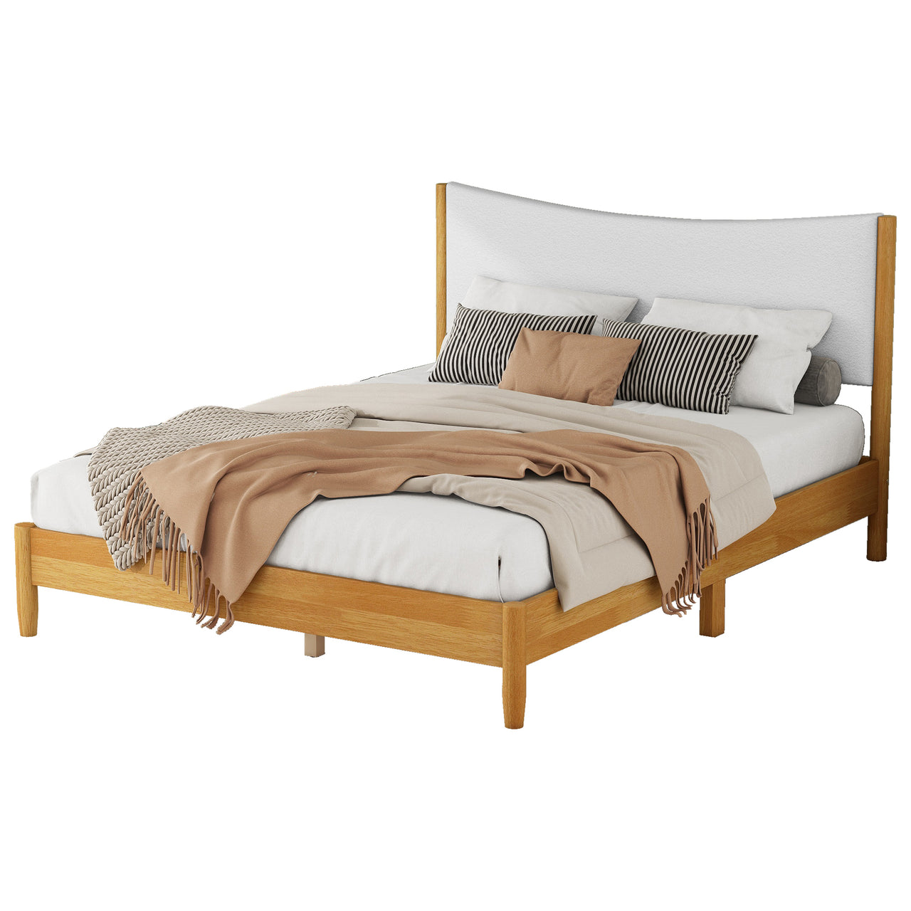 SOLSTICE Solid Wooden Bed - Teddy Velvet