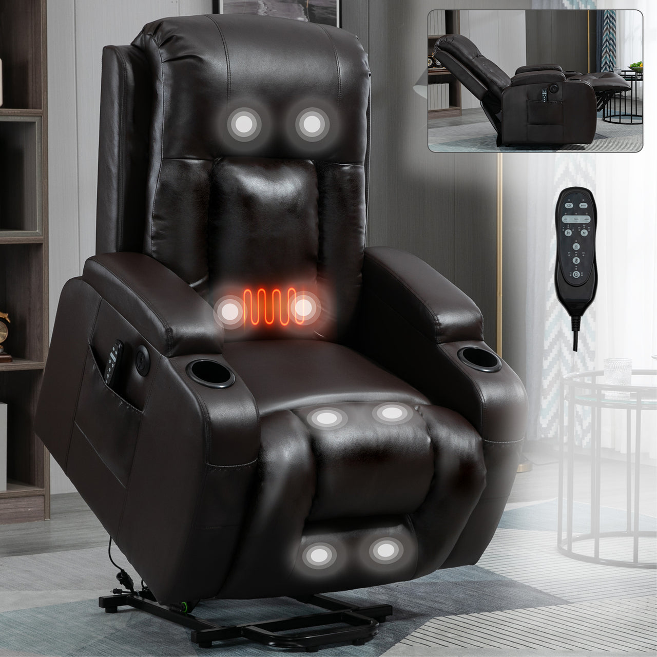 COZYLift 40" Recliner with Heat Massage - 0988