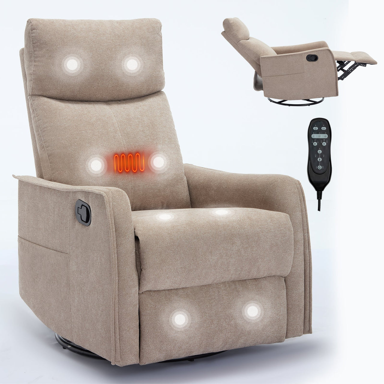 DRENVORIX 27" Recliner with Heat Massage