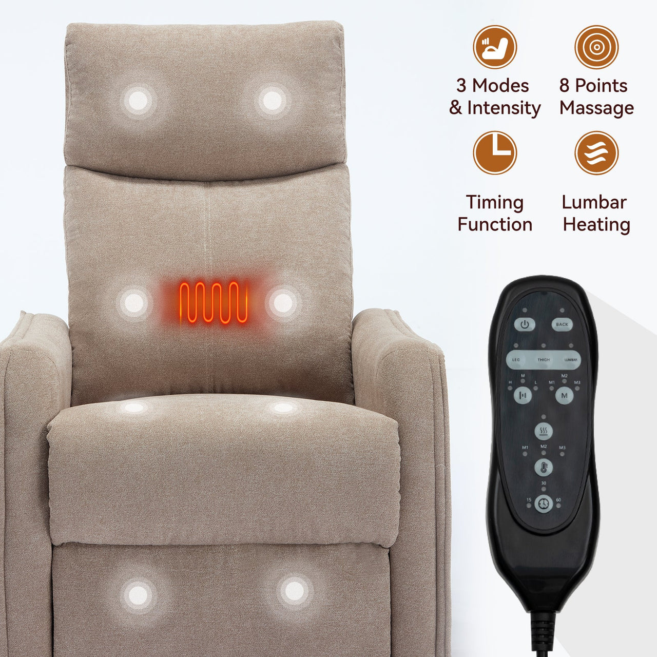 DRENVORIX 27" Recliner with Heat Massage