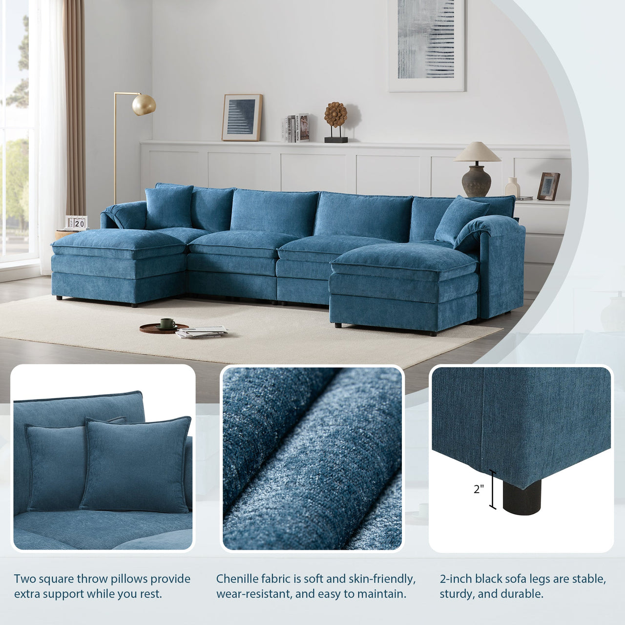 ZENOVAR 136" 6-Seat Sectional Sofa