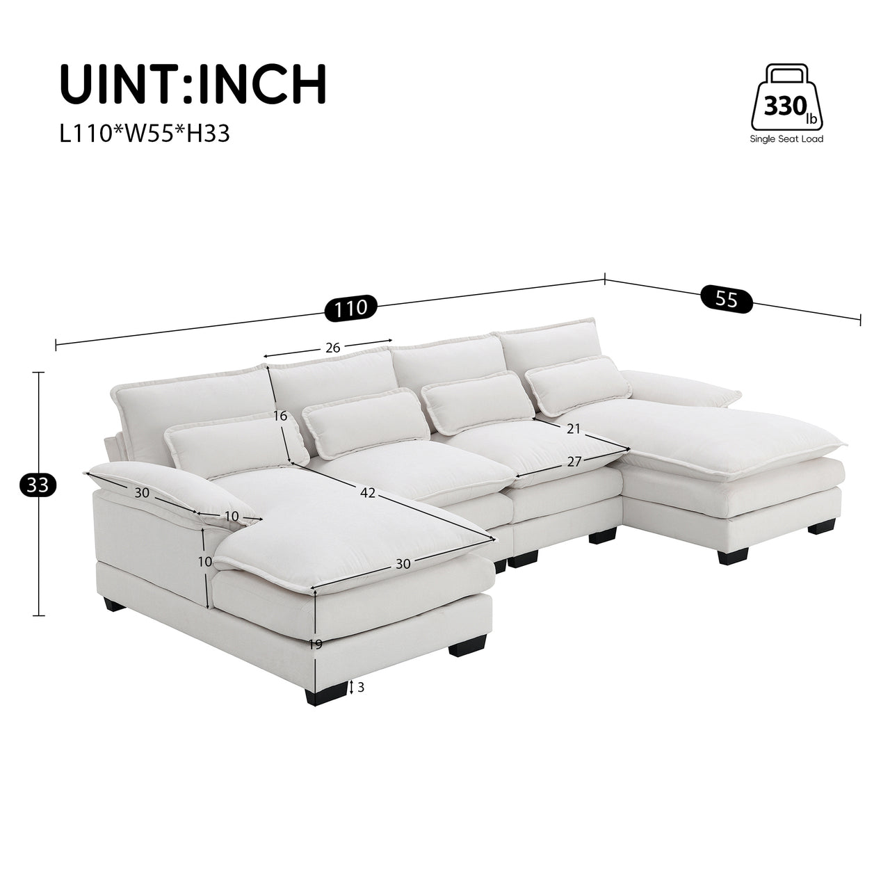 MYRIXA 110" Sectional Sofa