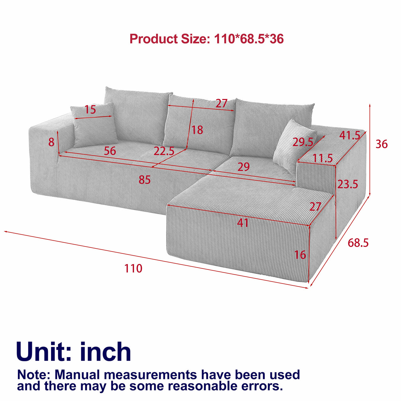 DORIAN 110" Sectional Sofa