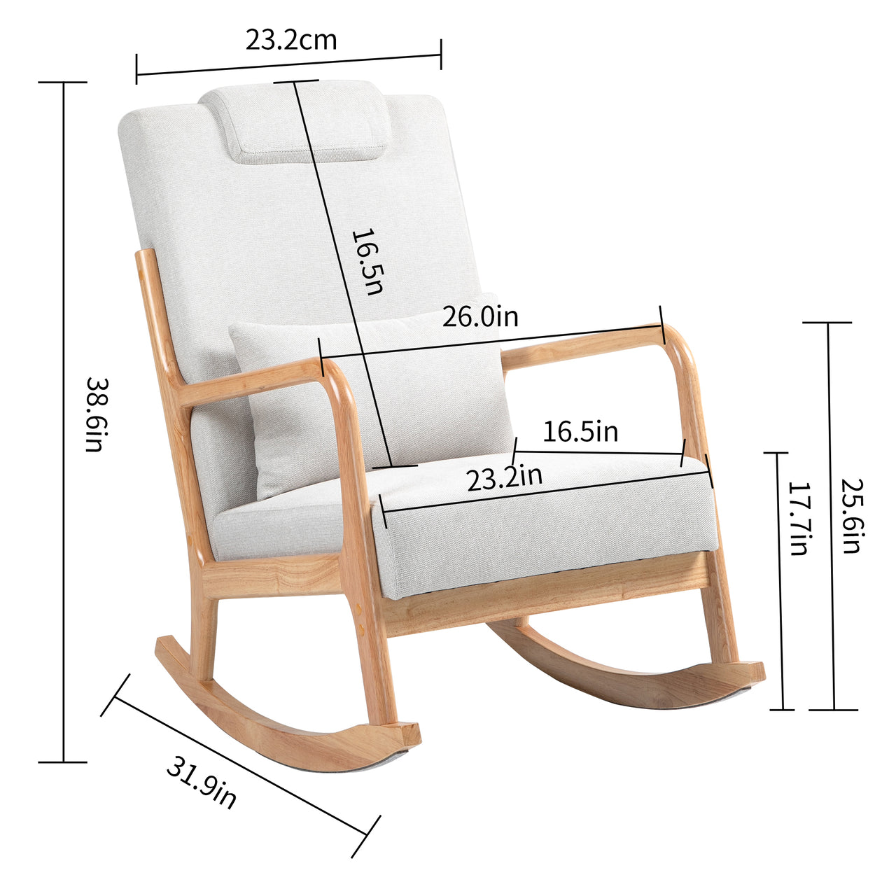 TREZYLONIX 32" Rocking Chair