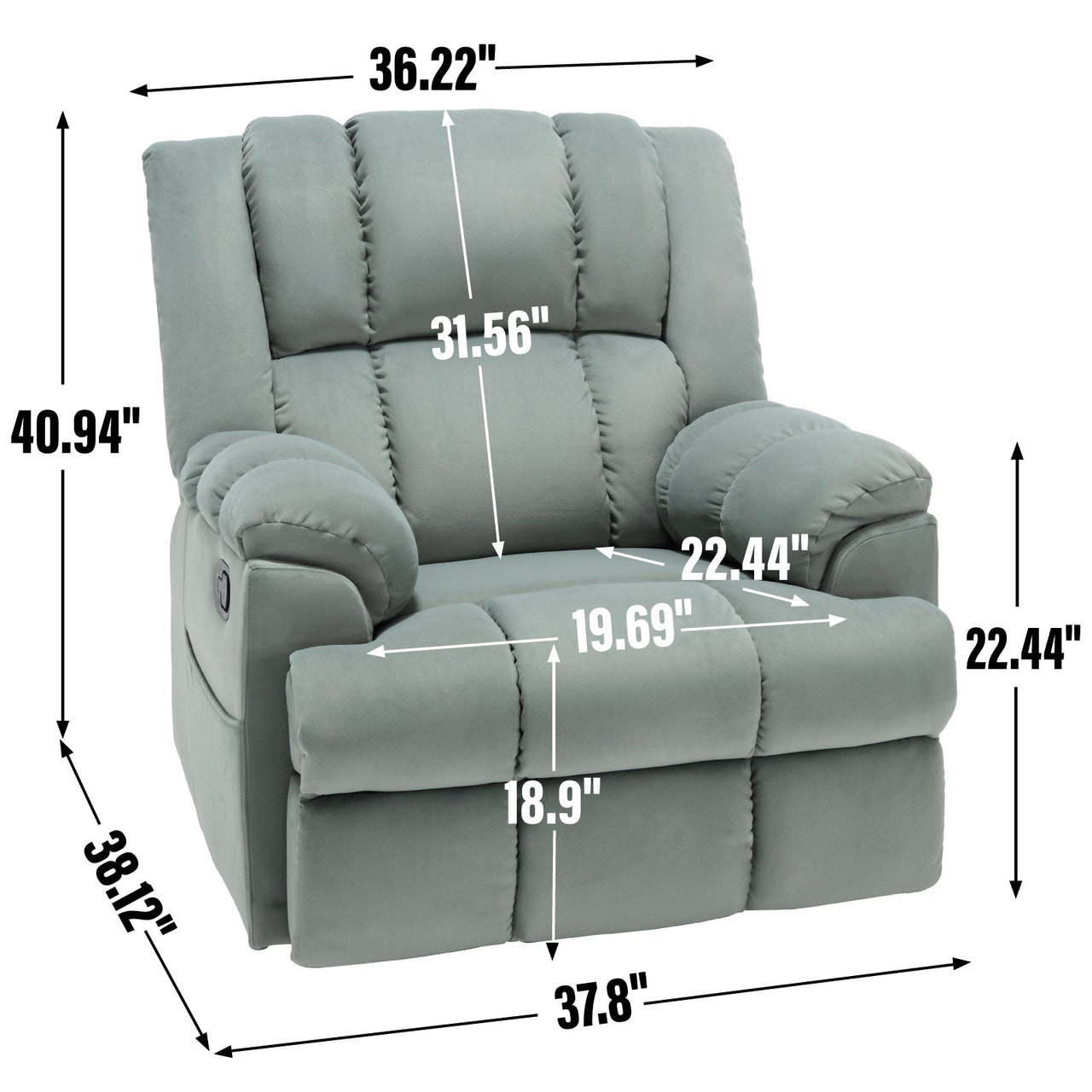 ZENQUORA 38" Swivel Rocking Recliner Chair