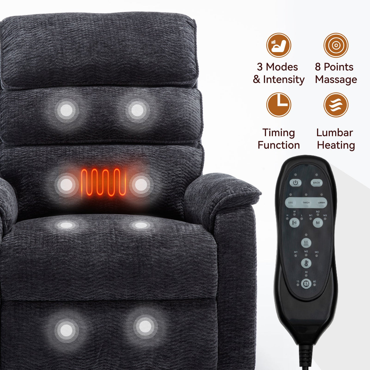 COZYLift 35" Recliner with Heat Massage - 7880