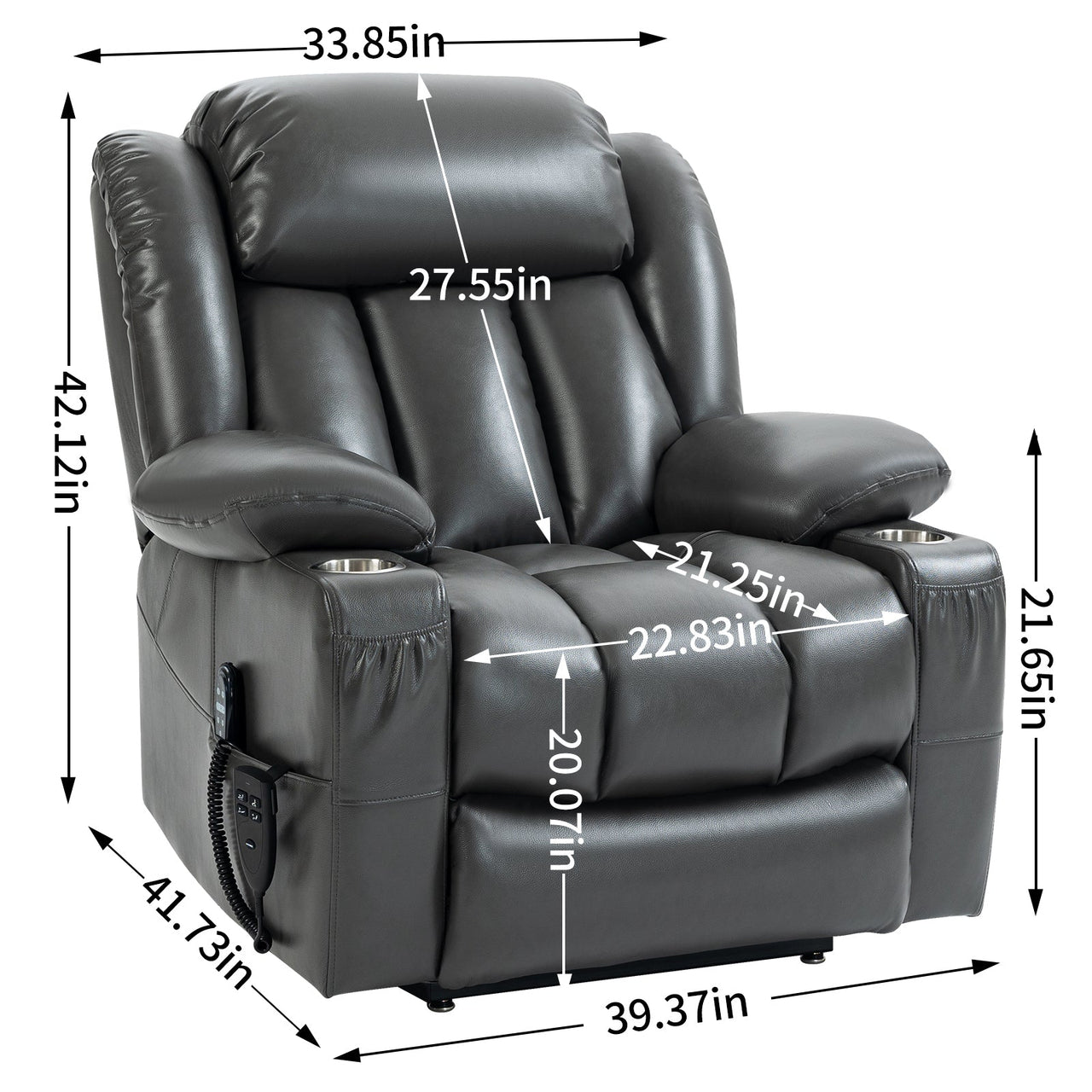 COZYLift 39" Recliner with Heat Massage - 7717