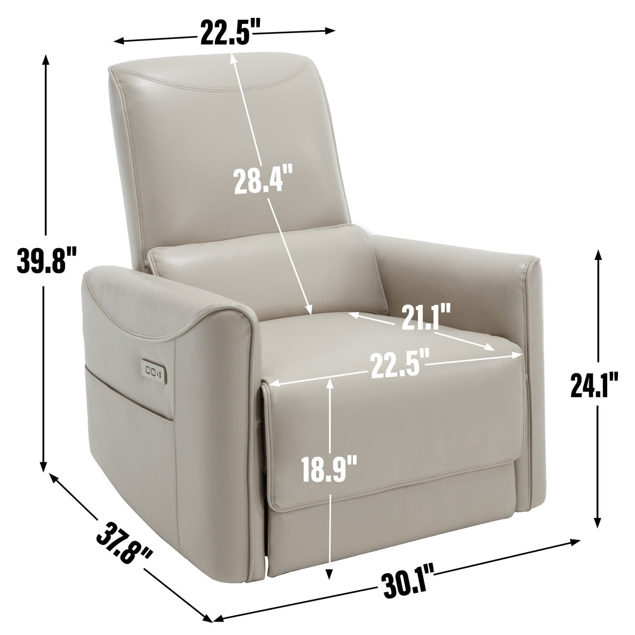 PLENVORA 30" Swivel Rocking Recliner Chair