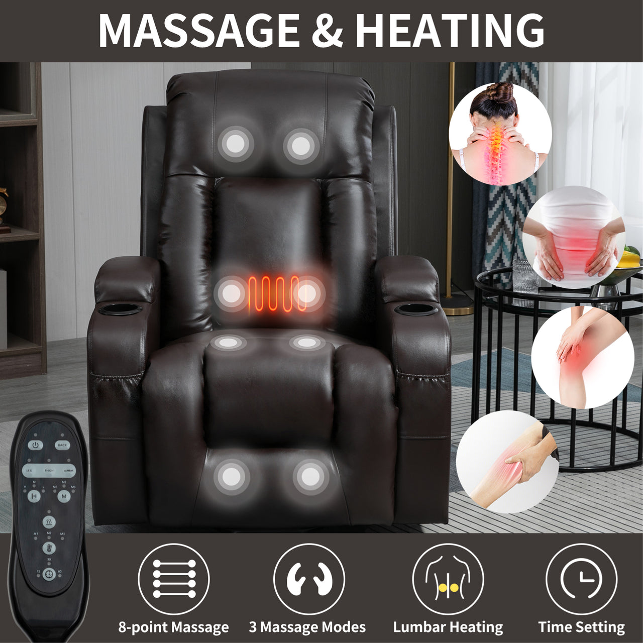 COZYLift 40" Recliner with Heat Massage - 0988