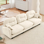 Nuvia Sofa Ama Three-Seate Modular Sectional Couch,Soft Chenille Fabric High-Density Foam,Tufted Cushion Backrest Design Ergonomic Design,Elegant Armrests,High Quality Wooden Base,Fits Bedrooms Living Rooms ,Beige