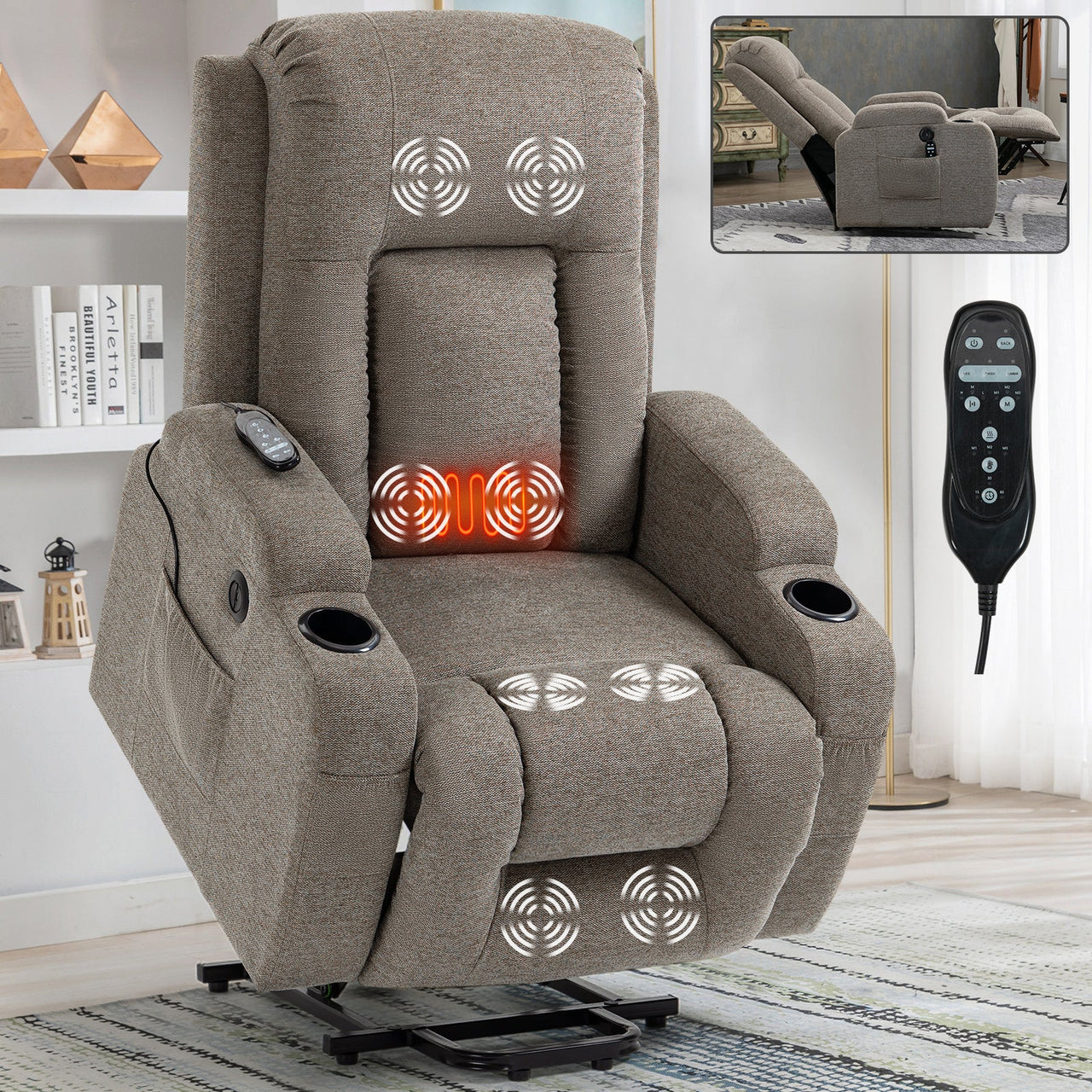 COZYLift 40" Recliner with Heat Massage - 0988