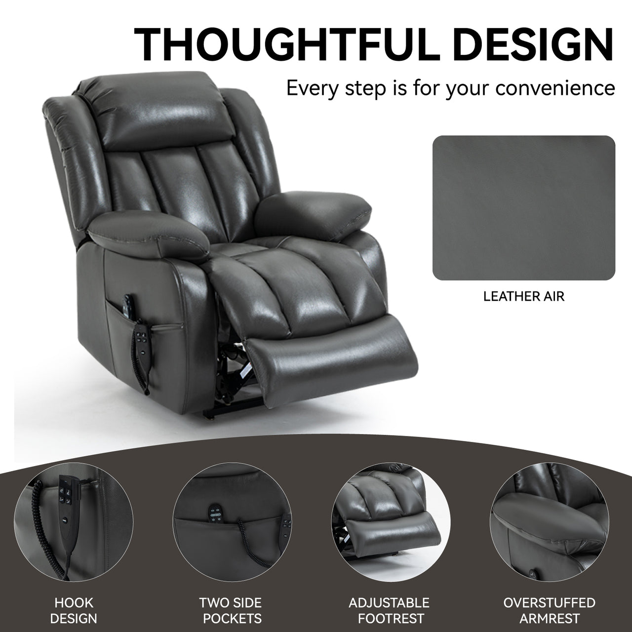 COZYLift 36" Recliner with Heat Massage - 5516