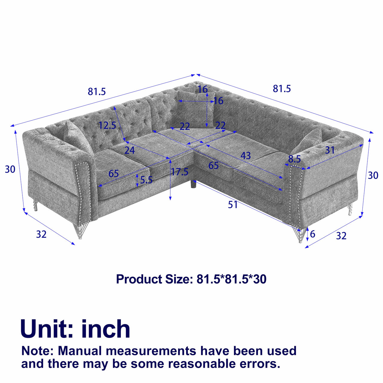 DAPHNE 81" Corner Sofa