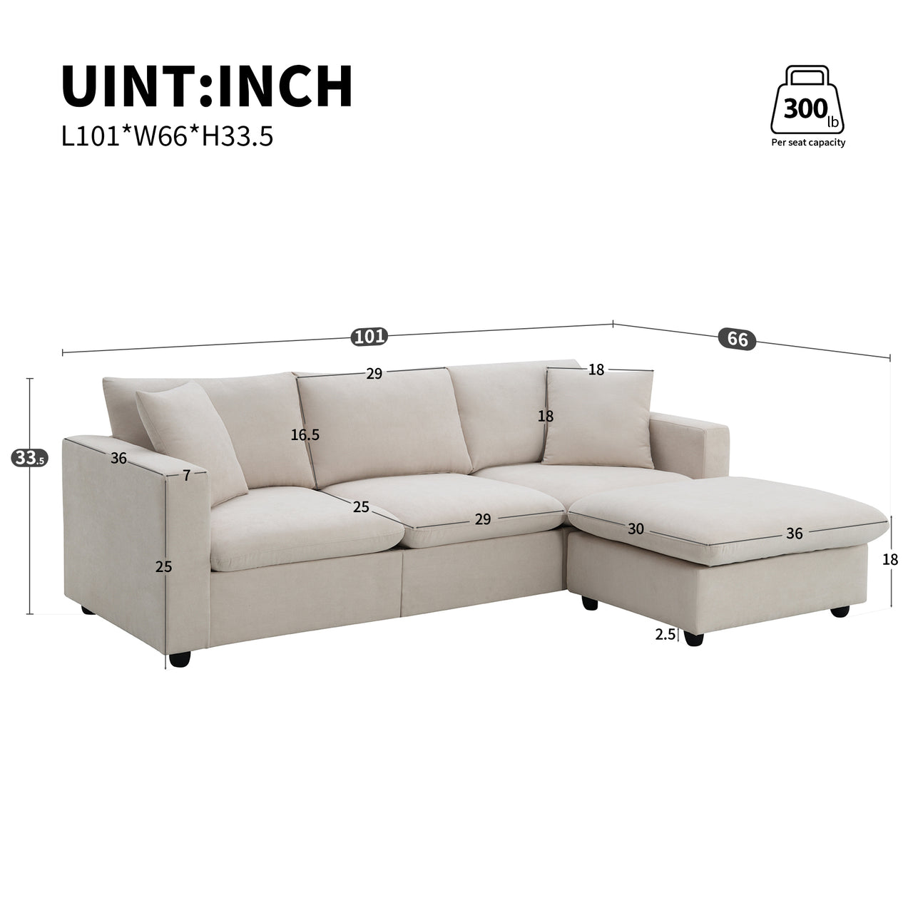 QUARIX 100" Sectional Sofa