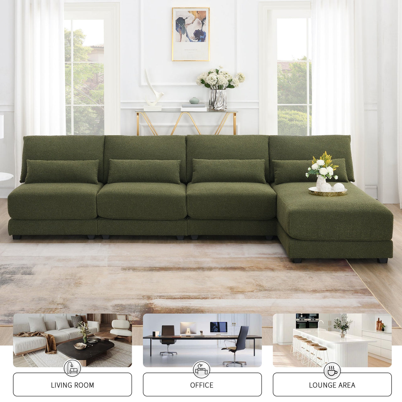 PAVEXA 120" Sectional Sofa