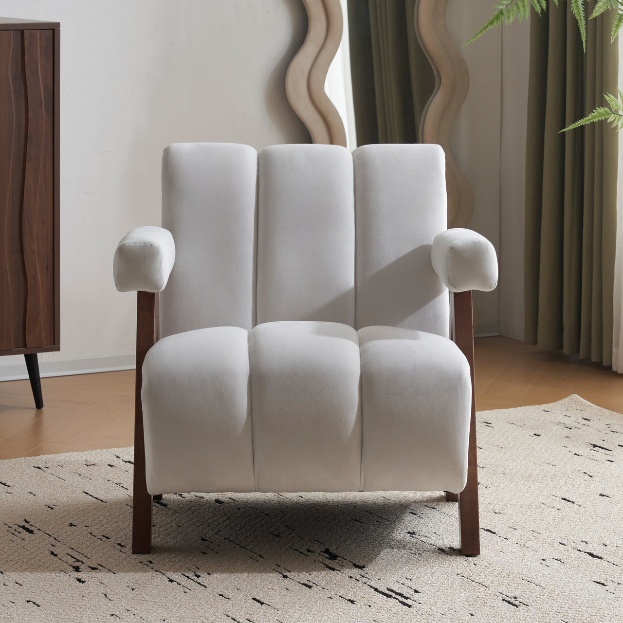 CALYPSO Modern Chair - Ivory Velvet