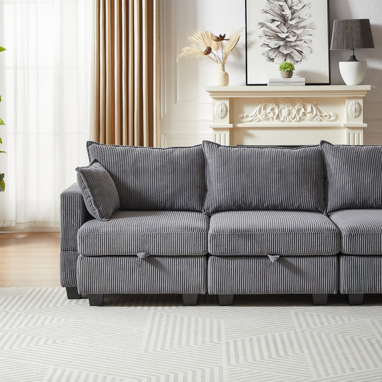 HARLOW 114" Corduroy Sofa w/ Storage